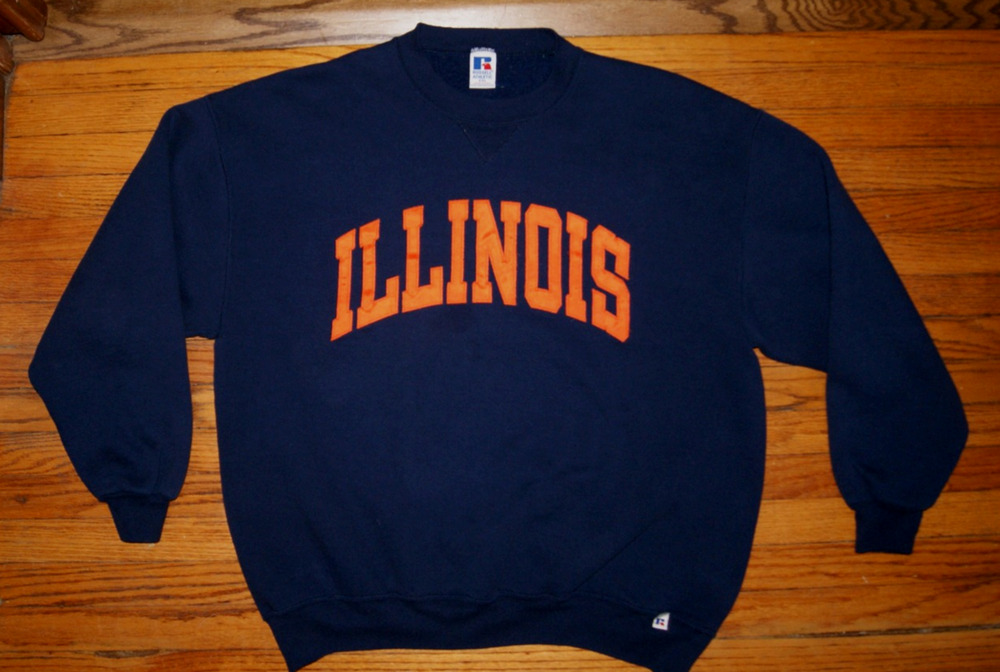 RUSSELL ILLINOIS FIGHTING ILLINI BLUE sweatshirt 2XL vtg 90s usa made